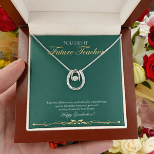 Remembering Special Moments horseshoe necklace luxury led box hand holding