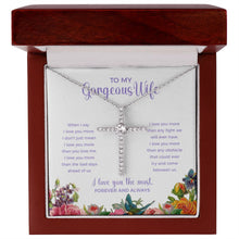 Load image into Gallery viewer, More Than the bad days cz cross necklace premium led mahogany wood box
