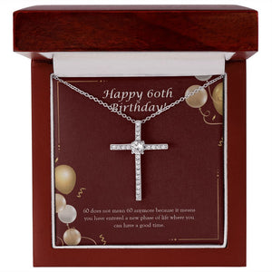 New Phase Of Life cz cross necklace premium led mahogany wood box