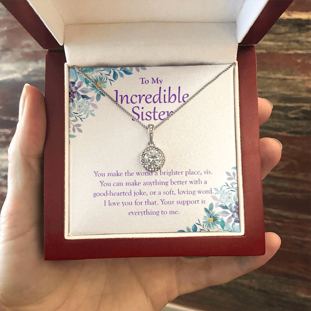 World A Brighter Place eternal hope necklace luxury led box hand holding