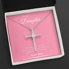 Load image into Gallery viewer, Always Here For You cz cross necklace close up

