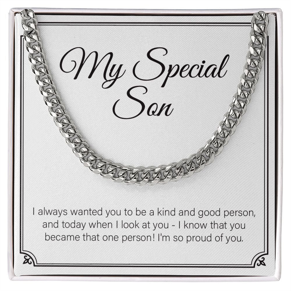 Kind And Good Person cuban link chain silver front