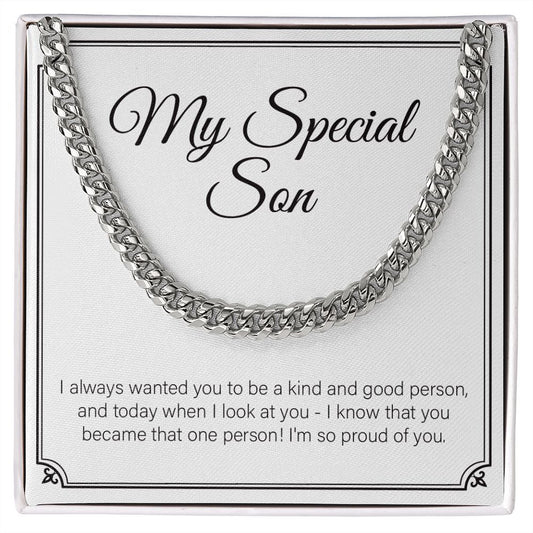 Kind And Good Person cuban link chain silver front