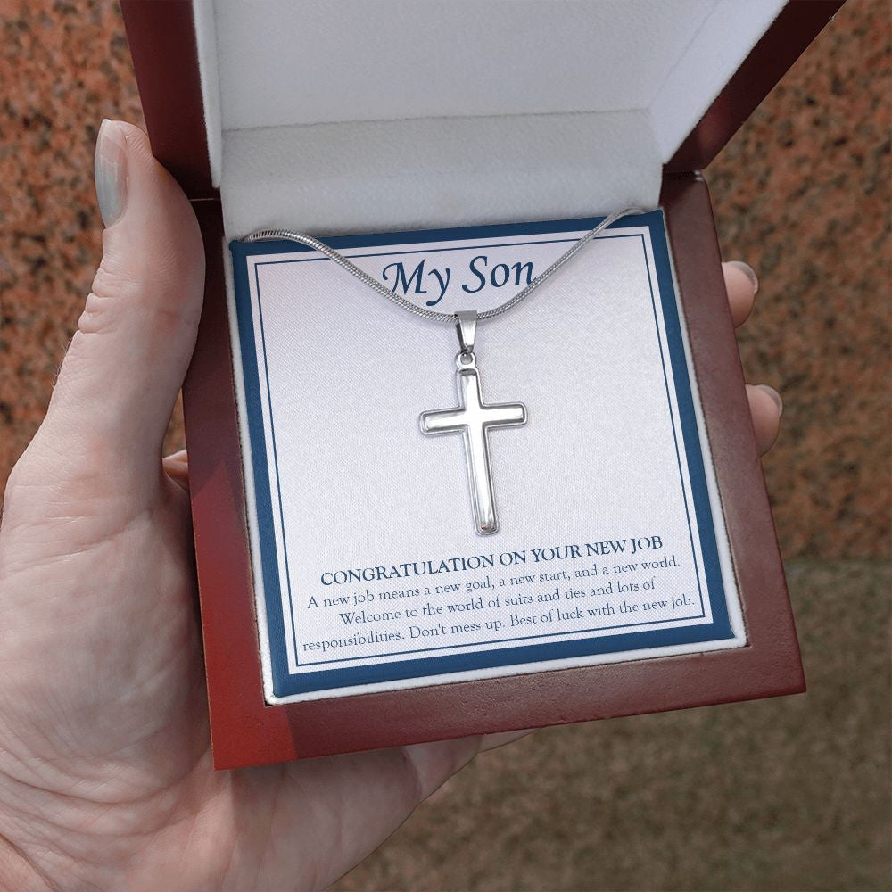 New Job And Goal stainless steel cross luxury led box hand holding