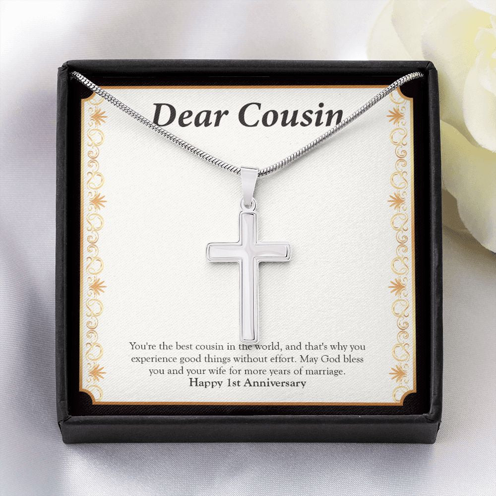 Good Things Without Effort stainless steel cross yellow flower