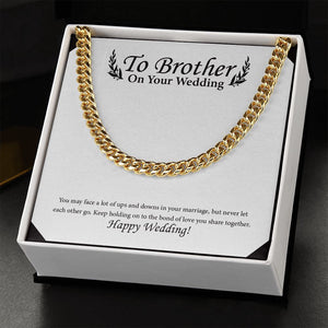 Ups & Downs in Marriage cuban link chain gold standard box