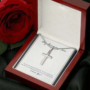 Life Is So Magical stainless steel cross luxury led box rose