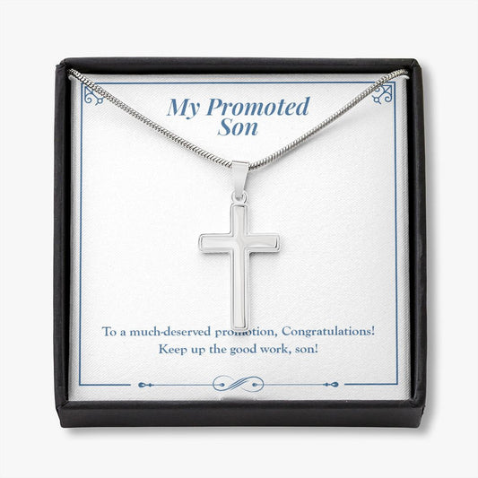To A Much Deserved stainless steel cross necklace front