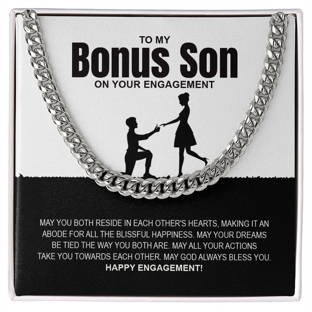 Blissful Happiness cuban link chain silver front