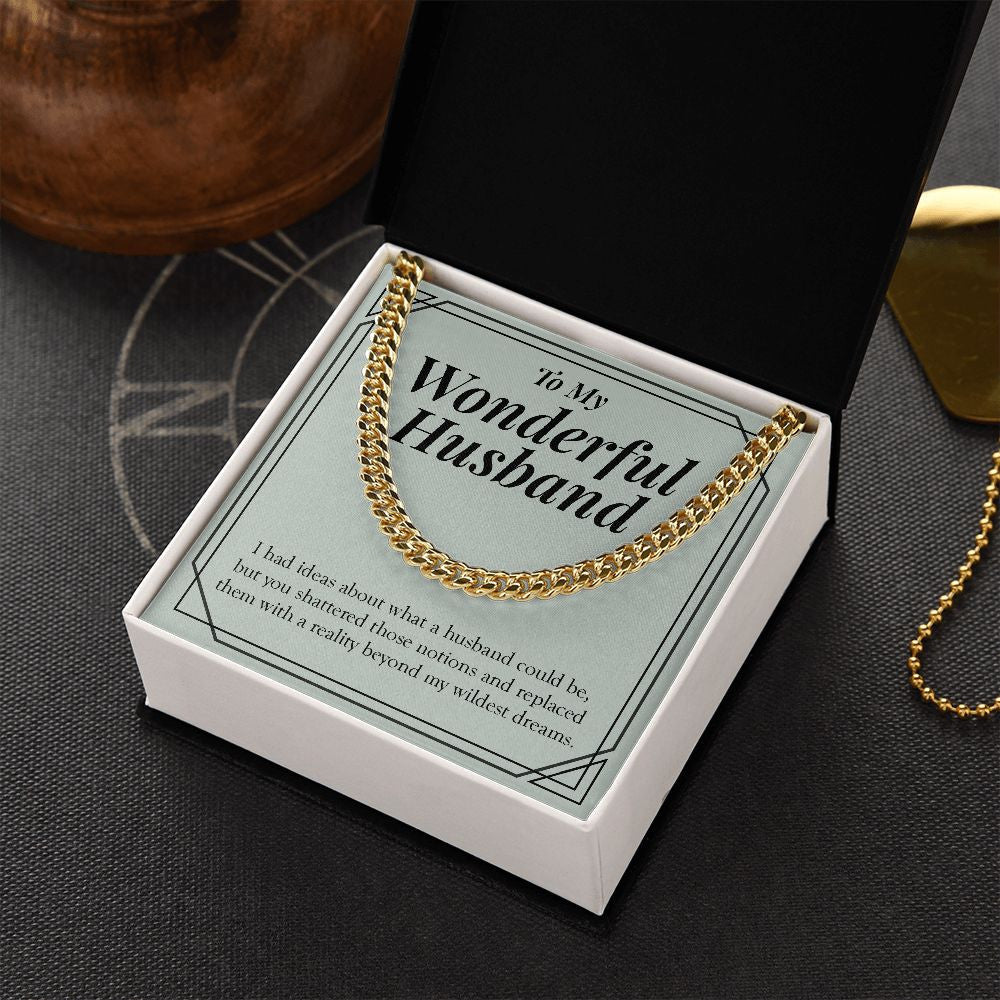 Replace Reality Beyond Dreams cuban link chain gold box side view