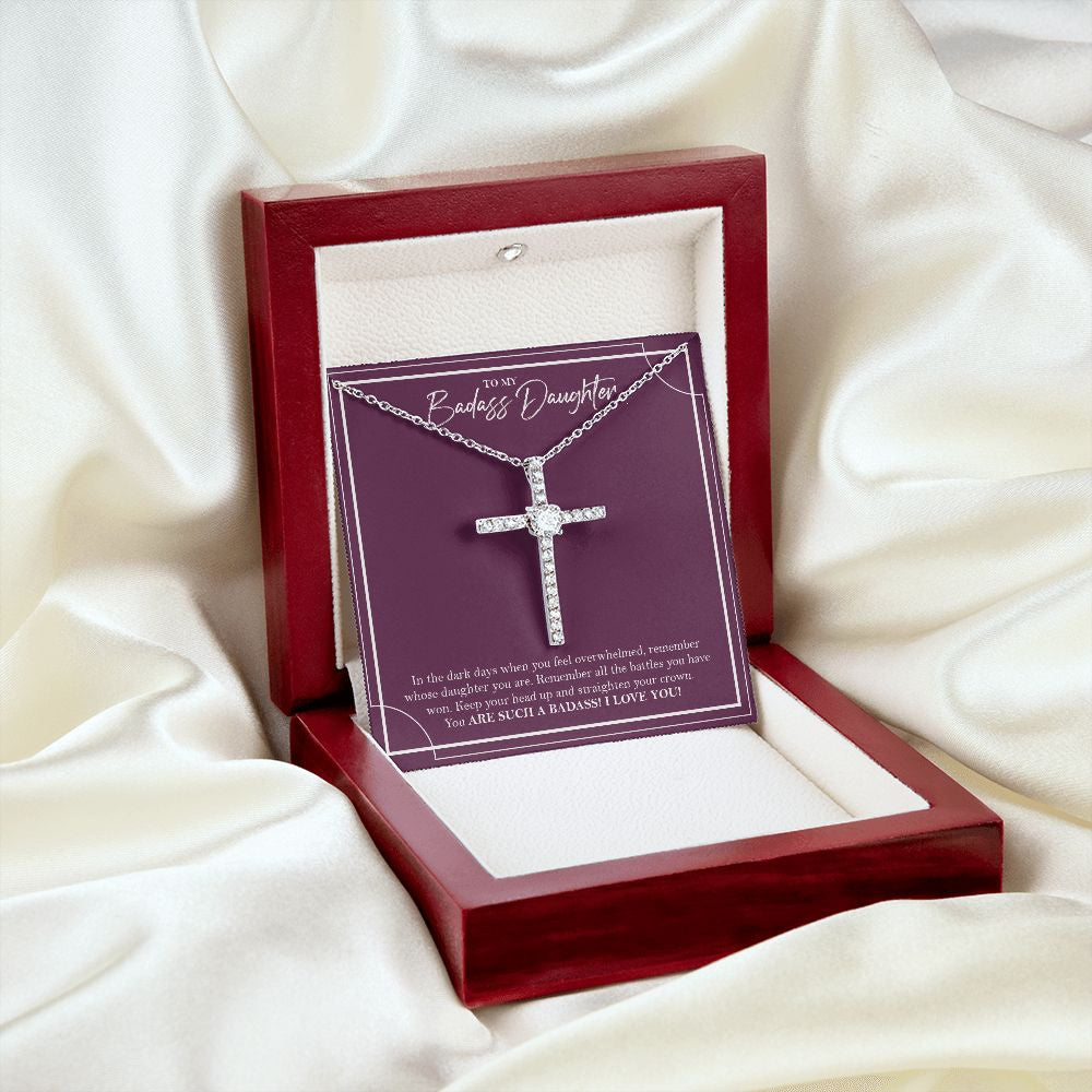 All The Battles You Won cz cross pendant luxury led silky shot