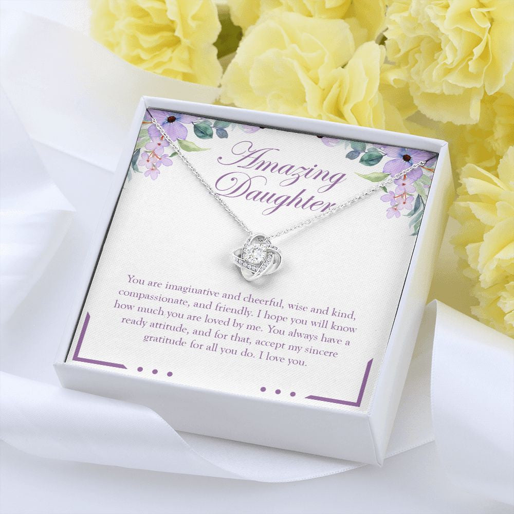 Always Have A Ready Attitude love knot pendant yellow flower