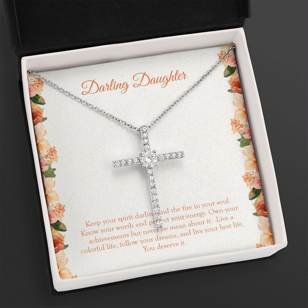 Live A Colorful Life cz cross necklace close up