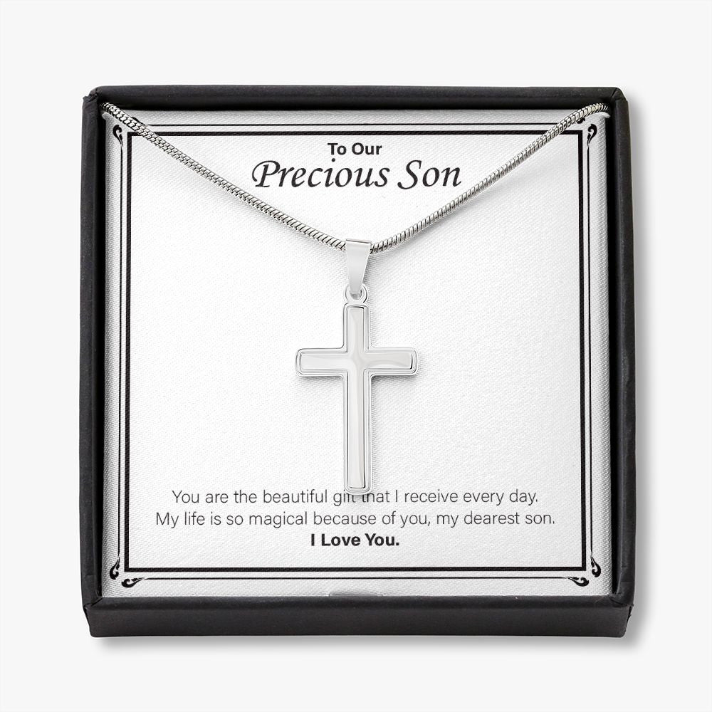 My Life Is So Magical stainless steel cross necklace front