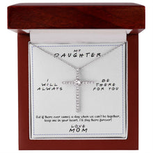 Load image into Gallery viewer, Always Be There cz cross necklace premium led mahogany wood box
