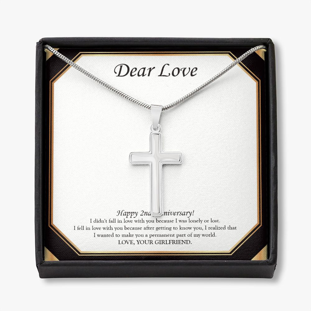 Dear Love stainless steel cross necklace front