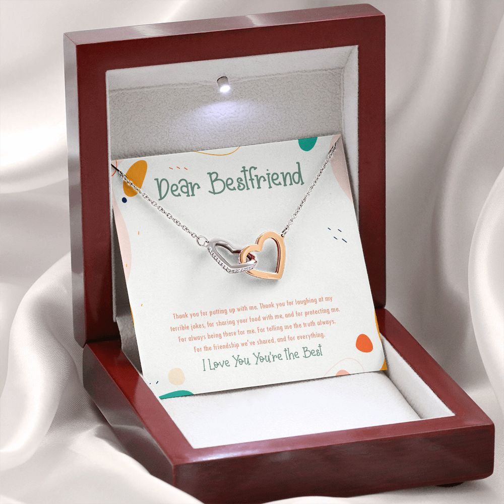 The friendship we shared interlocking heart necklace premium led mahogany wood box