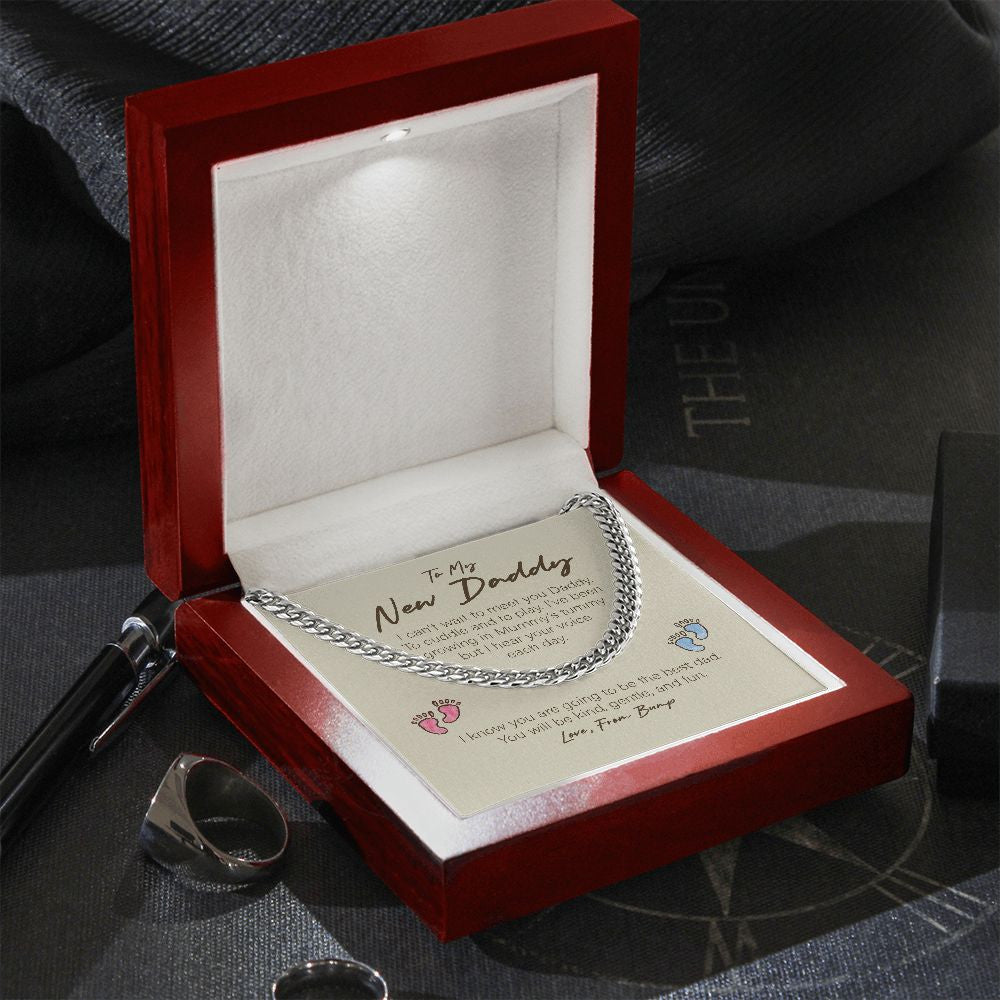 Can't Wait To Meet You cuban link chain silver premium led mahogany wood box