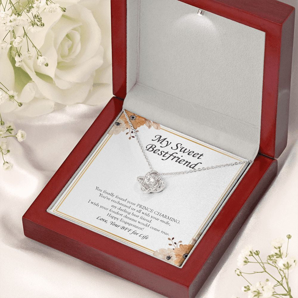 Enchanted With A Smile love knot necklace premium led mahogany wood box