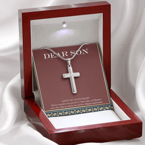 Always Remember Your Promise stainless steel cross premium led mahogany wood box