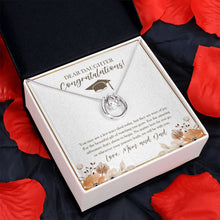 Load image into Gallery viewer, Tears of Joy horseshoe pendant red flower
