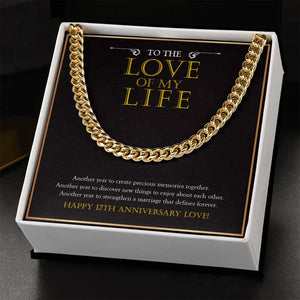 The Love Of My Life cuban link chain gold standard box
