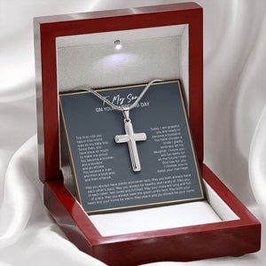 Bless Your Marriage stainless steel cross premium led mahogany wood box