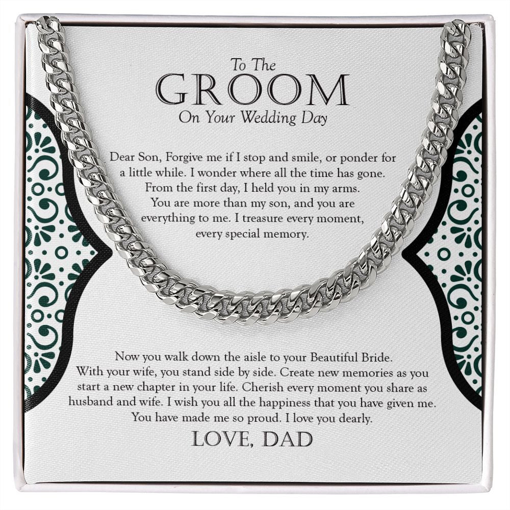 Time Has Gone cuban link chain silver front
