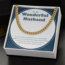 Load image into Gallery viewer, Compassion, Love and Strength cuban link chain gold standard box
