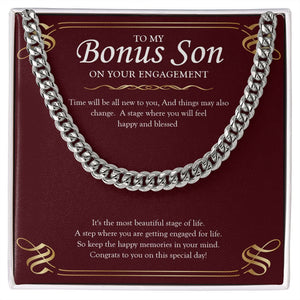Happy And Blessed cuban link chain silver front