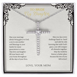 Blessings To Family cz cross necklace front