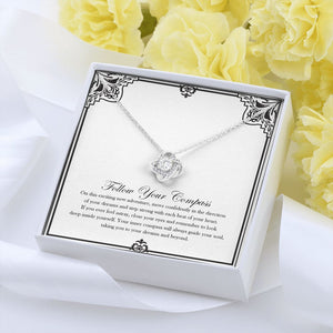 Follow Your Compass love knot pendant yellow flower