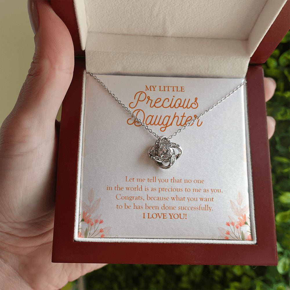 World Precious Daughter love knot necklace luxury led box hand holding