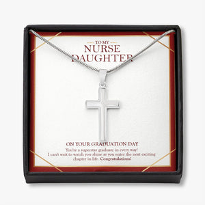 Exciting Chapter In Life stainless steel cross necklace front
