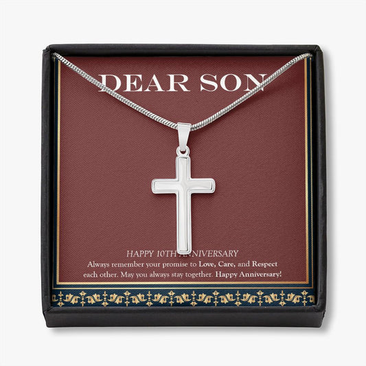May You Always Stay stainless steel cross necklace front