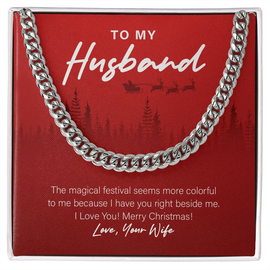 Colorful Magical Festival cuban link chain silver front
