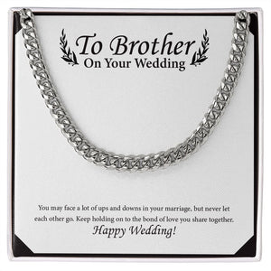 Ups & Downs in Marriage cuban link chain silver front