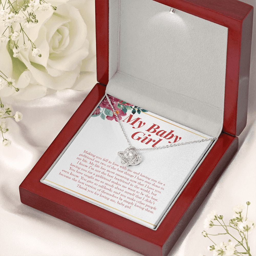 Life Has More Meaning With You love knot necklace premium led mahogany wood box