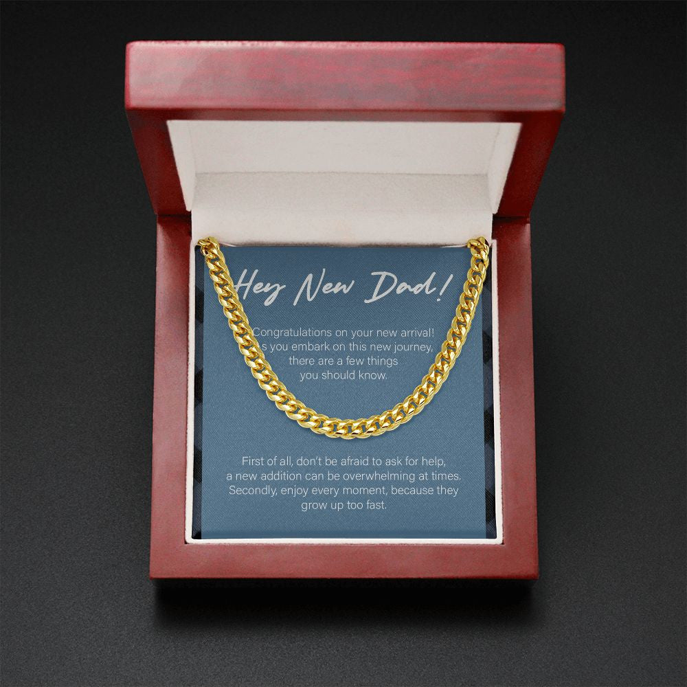 Embark On New Journey cuban link chain gold mahogany box led