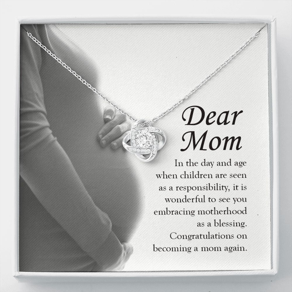 Embracing Motherhood Again love knot necklace front