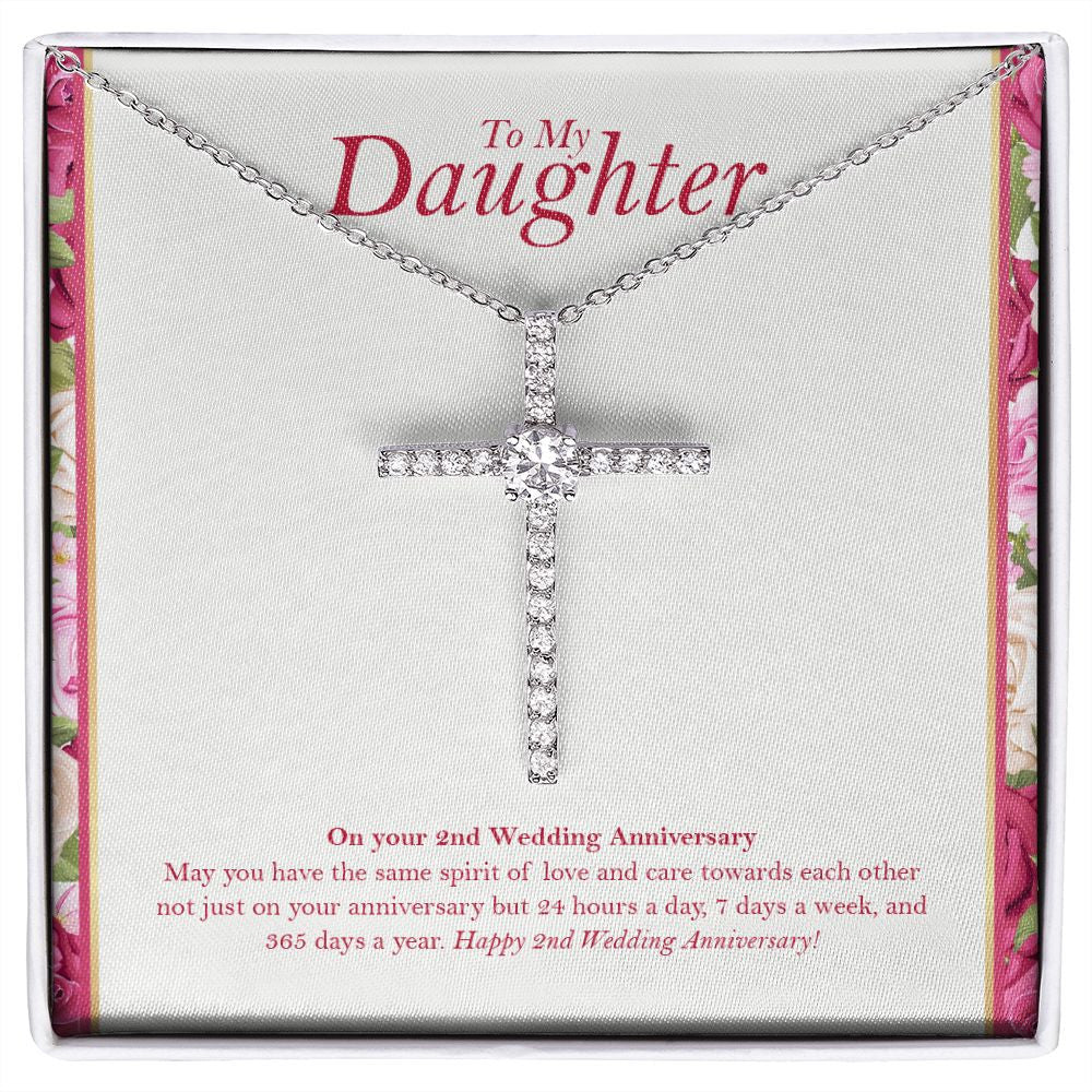 Love Towards Each Other cz cross necklace front