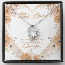 Load image into Gallery viewer, Every Lovely Word forever love silver necklace front
