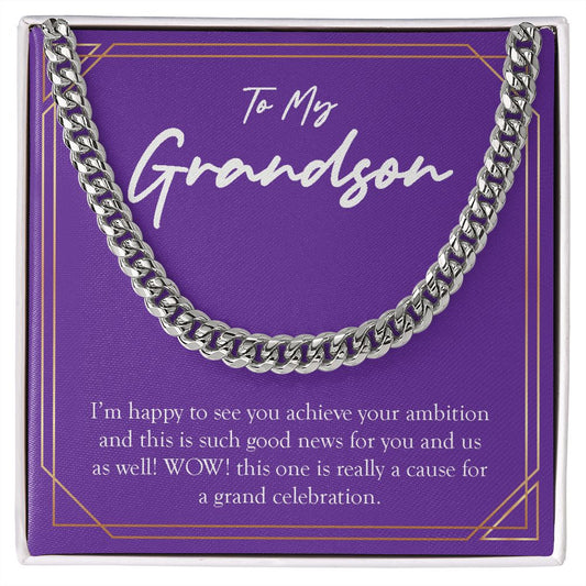 Achieve Your Ambition cuban link chain silver front