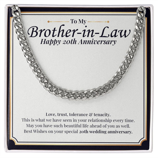 Love, Trust, Tolerance cuban link chain silver front