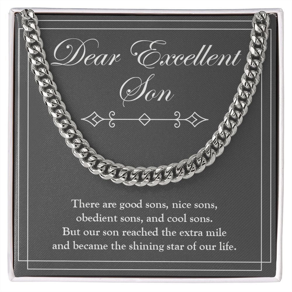 Shining Star Of Our Life cuban link chain silver front