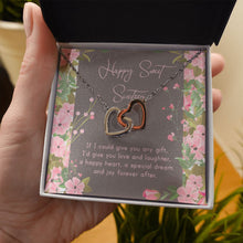Load image into Gallery viewer, Joy Forever After interlocking heart necklace in hand
