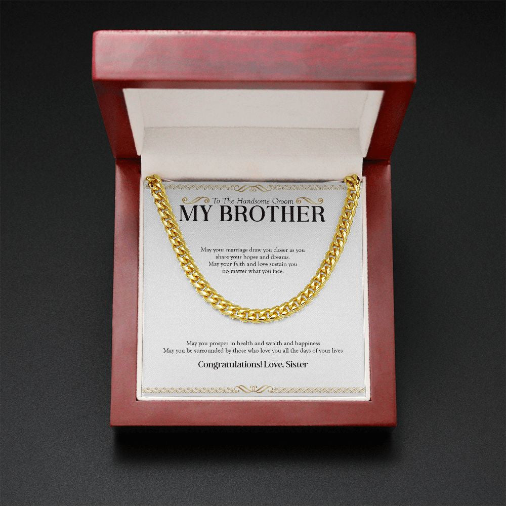 Prosper In Health cuban link chain gold mahogany box led