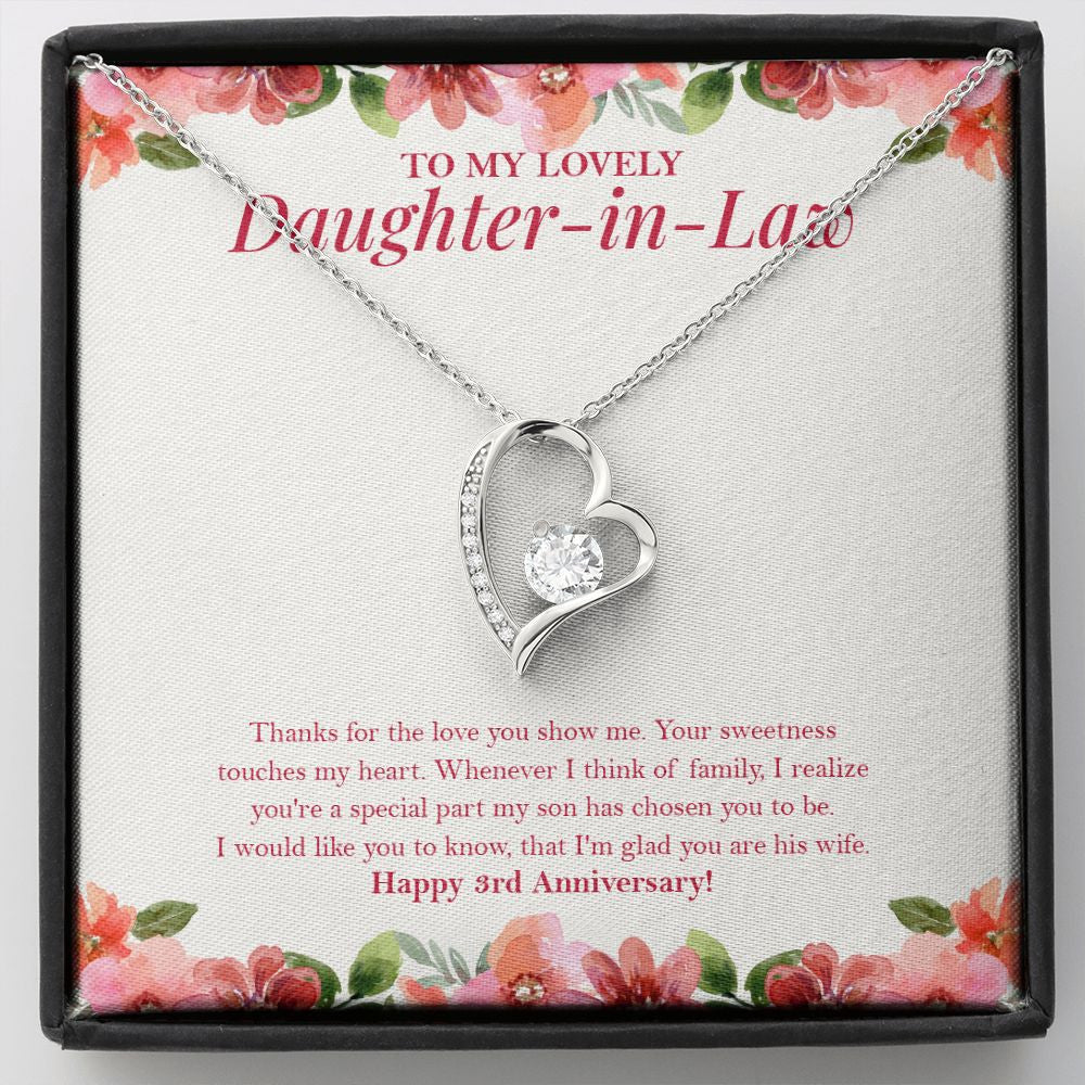 Sweetness Touches My Heart forever love silver necklace front