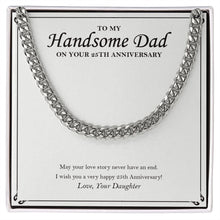 Load image into Gallery viewer, Love Story Never End cuban link chain silver front
