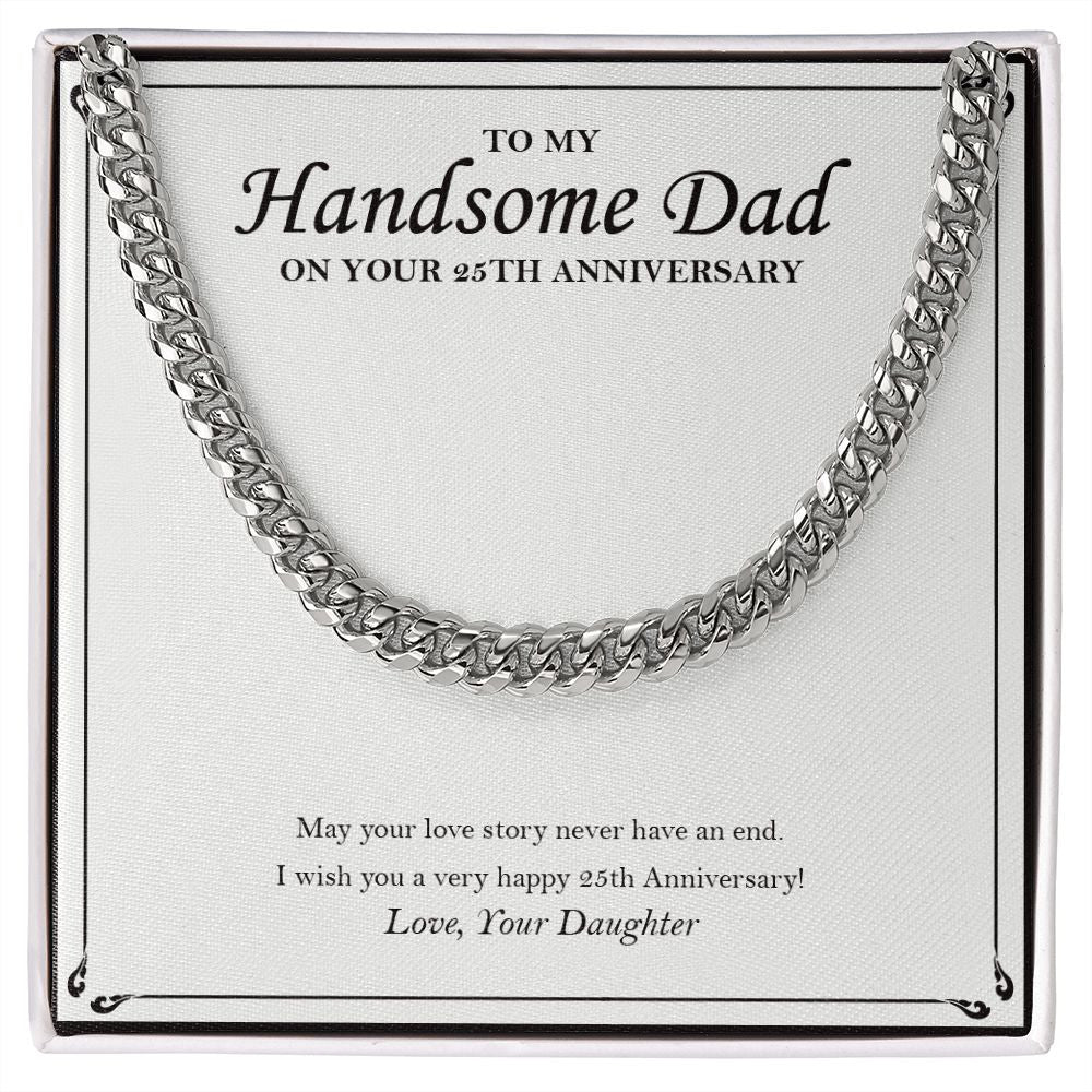 Love Story Never End cuban link chain silver front